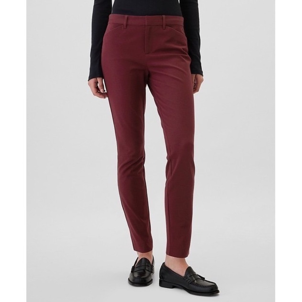 GAP Womens Pants 12 Tall Skinny Ankle Burgundy Cotton Stretch Slim Trousers Long